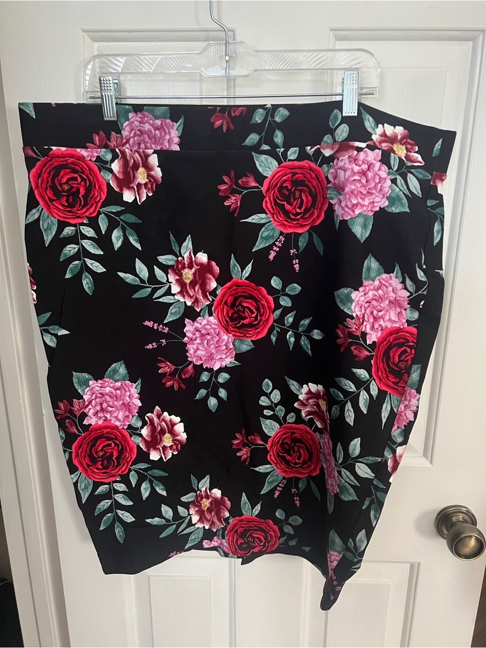 torrid Black Floral Pencil Skirt with Pink & Red Roses